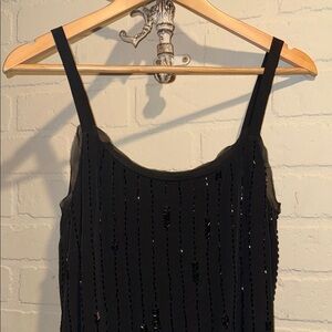 Eileen Fisher silk dress lined NEW 10 beaded crepe Black Sequin